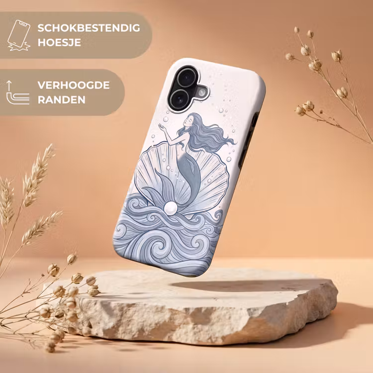 Zeemeermin - Schelp - Zee - Fantasie - Blauw Toughcase MagSafe Apple iPhone 17 klein -USP_RandenV_NL