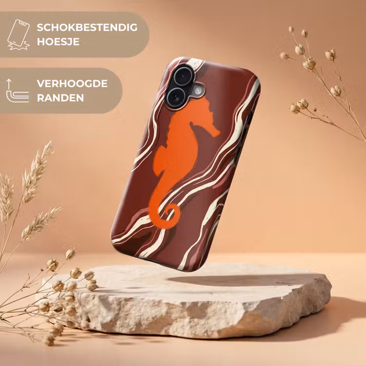 Zeepaardje - Golven - Zeeleven - Abstract - Oranje Toughcase MagSafe Apple iPhone 17 klein -USP_RandenV_NL