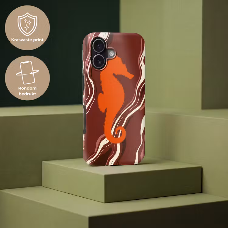 Zeepaardje - Golven - Zeeleven - Abstract - Oranje Toughcase MagSafe Apple iPhone 17 klein -USP_PrintM_NL