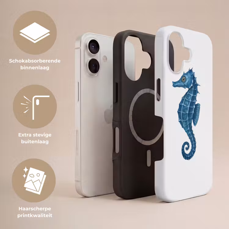 Zeepaardje - Staart - Blauw Toughcase MagSafe Apple iPhone 17 klein -USP_Lagen_NL