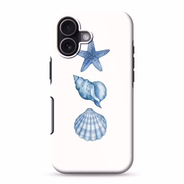Zeester - Schelpen - Blauw Toughcase MagSafe Apple iPhone 17 klein -3d