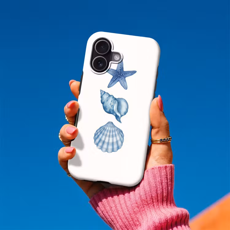 Zeester - Schelpen - Blauw Toughcase MagSafe Apple iPhone 17 klein -Sfeer1V