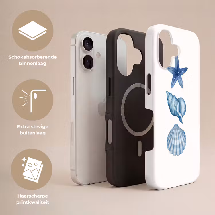 Zeester - Schelpen - Blauw Toughcase MagSafe Apple iPhone 17 klein -USP_Lagen_NL