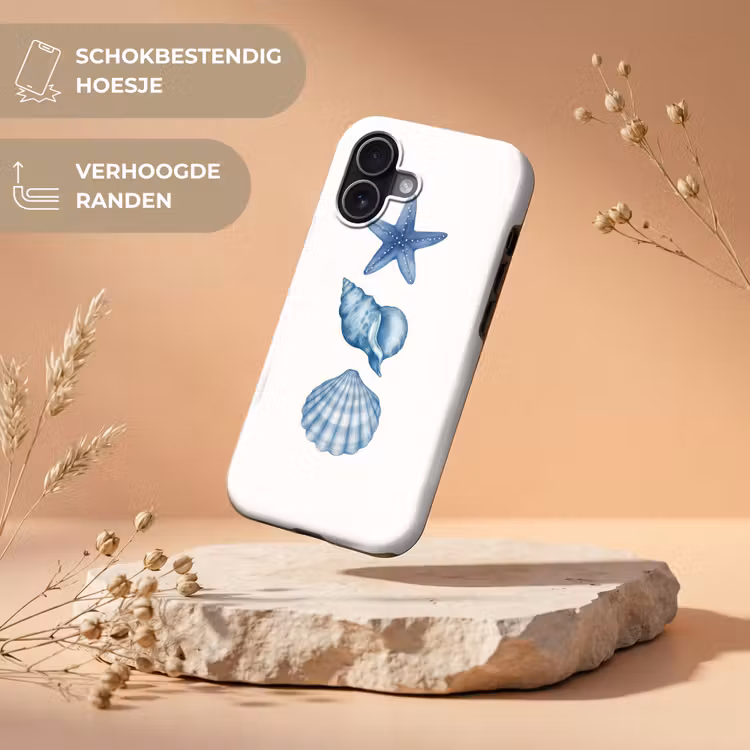 Zeester - Schelpen - Blauw Toughcase MagSafe Apple iPhone 17 klein -USP_RandenV_NL
