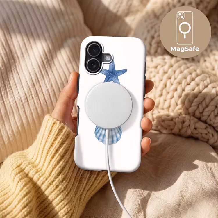 Zeester - Schelpen - Blauw Toughcase MagSafe Apple iPhone 17 klein -USP_MagsafeV