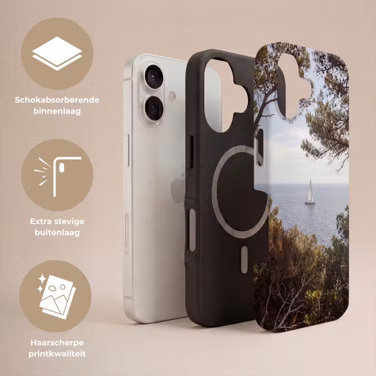 Telefoonhoesje Toughcase - Zeilboot - bomen - water - Zeilboot - bomen - water Toughcase MagSafe Apple iPhone 17 klein
