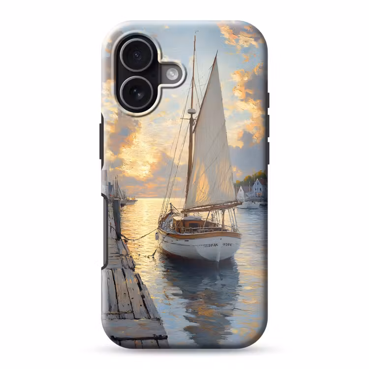 Zeilboot - Zon - Pier - Hout Toughcase MagSafe Apple iPhone 17 klein -3d