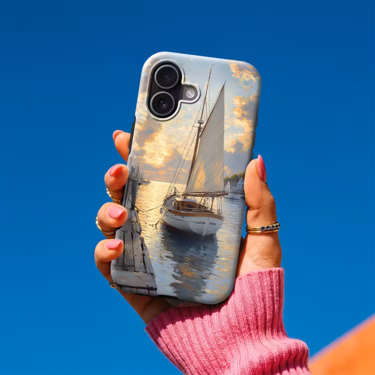 Zeilboot - Zon - Pier - Hout Toughcase MagSafe Apple iPhone 17 klein -Sfeer1V
