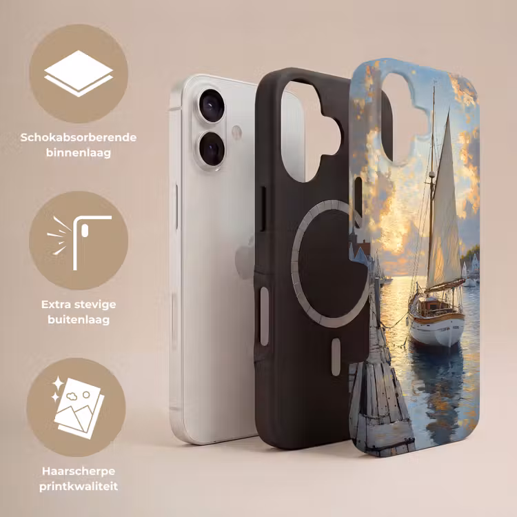 Zeilboot - Zon - Pier - Hout Toughcase MagSafe Apple iPhone 17 klein -USP_Lagen_NL