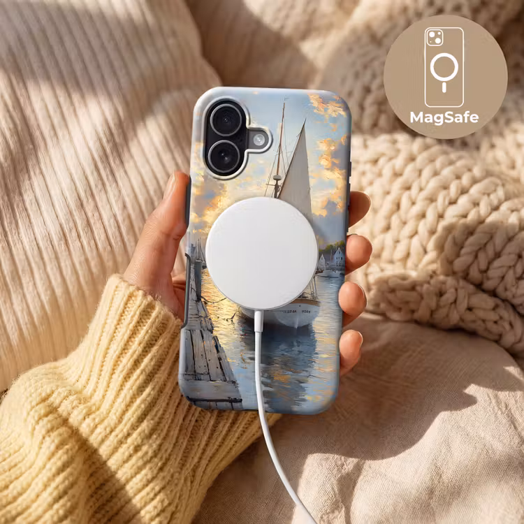 Zeilboot - Zon - Pier - Hout Toughcase MagSafe Apple iPhone 17 klein -USP_MagsafeV