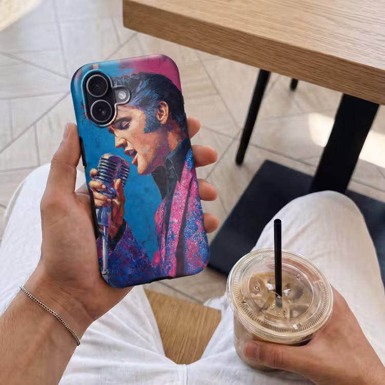 Zingende man - Glitterjas - Microfoon Toughcase MagSafe Apple iPhone 17 klein -Sfeer1M