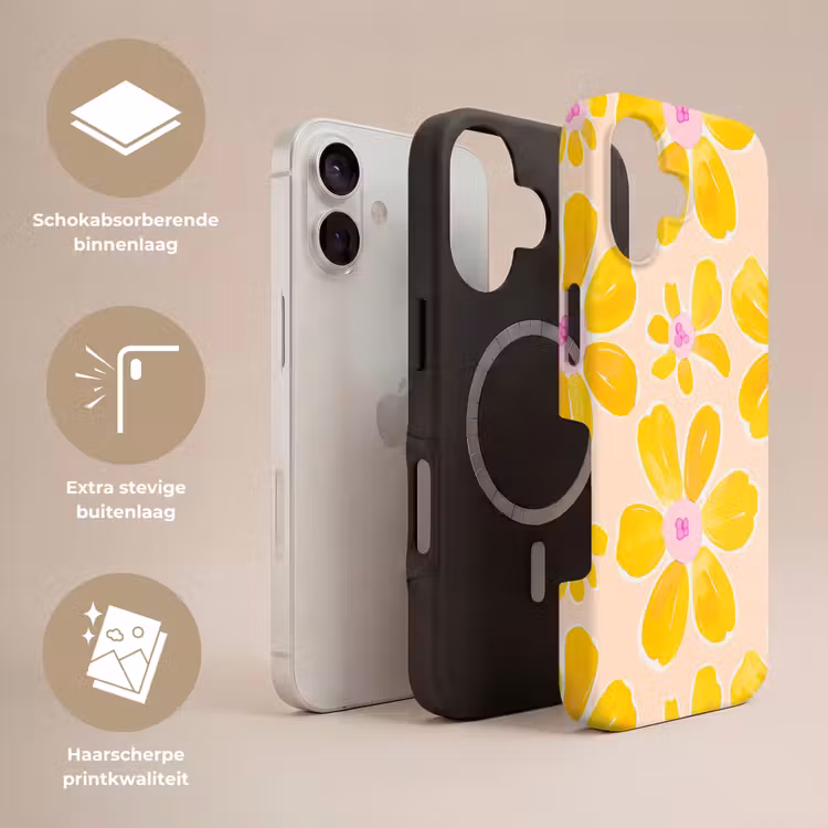 Zomers - Bloemen - Geel Toughcase MagSafe Apple iPhone 17 klein 1017 -USP_Lagen_NL