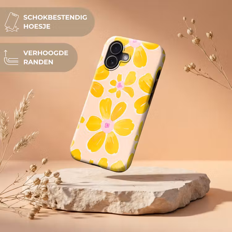 Zomers - Bloemen - Geel Toughcase MagSafe Apple iPhone 17 klein 1017 -USP_RandenV_NL