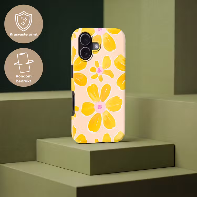 Zomers - Bloemen - Geel Toughcase MagSafe Apple iPhone 17 klein 1017 -USP_PrintM_NL
