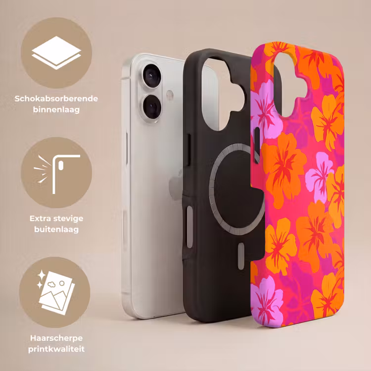 Zomers - Hibiscus - Kleurrijk Toughcase MagSafe Apple iPhone 17 klein 1017 -USP_Lagen_NL