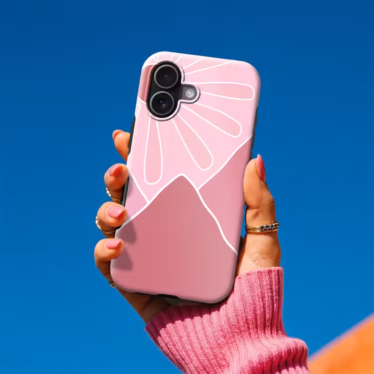 Zon - Bergen - Natuur - Abstract - Roze Toughcase MagSafe Apple iPhone 17 klein -Sfeer1V