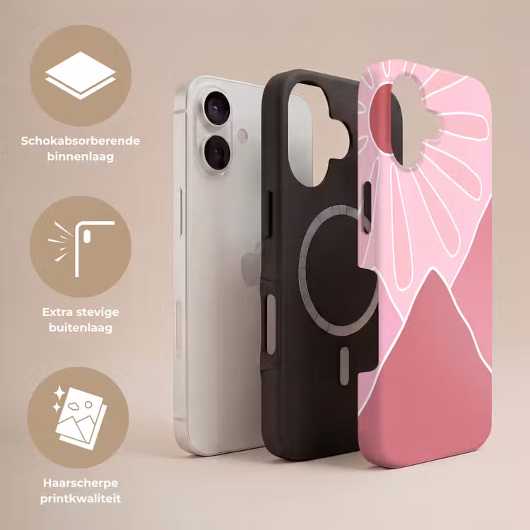 Zon - Bergen - Natuur - Abstract - Roze Toughcase MagSafe Apple iPhone 17 klein -USP_Lagen_NL
