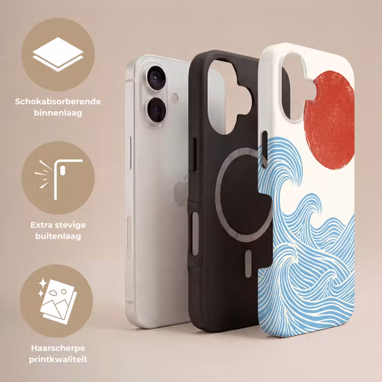 Zon - Golven - Oceaan - Abstract - Rood Toughcase MagSafe Apple iPhone 17 klein -USP_Lagen_NL