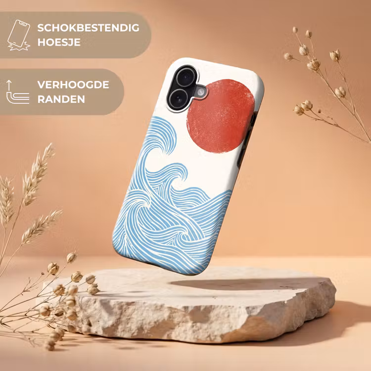 Zon - Golven - Oceaan - Abstract - Rood Toughcase MagSafe Apple iPhone 17 klein -USP_RandenV_NL