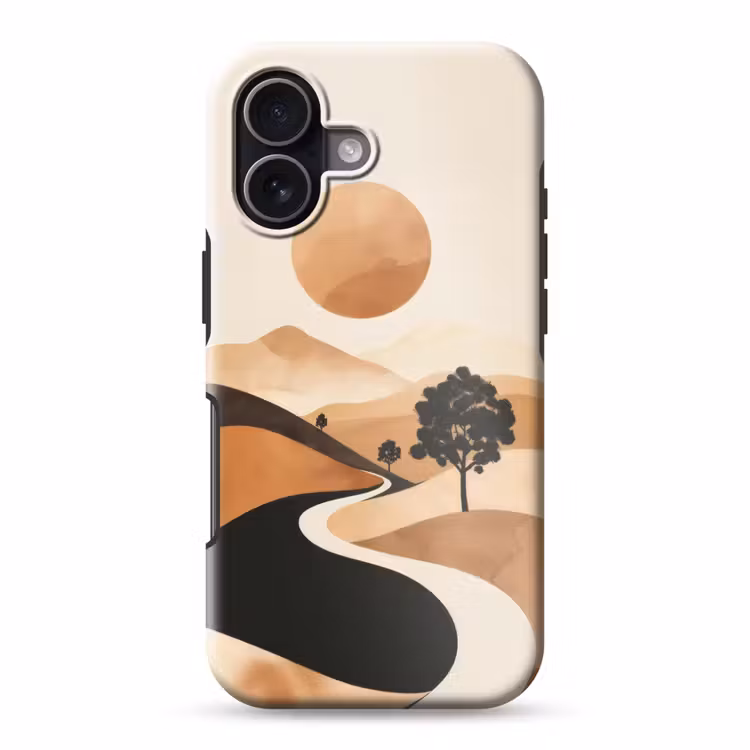 Zon - Heuvels - Boom - Abstract Toughcase MagSafe Apple iPhone 17 klein -3d