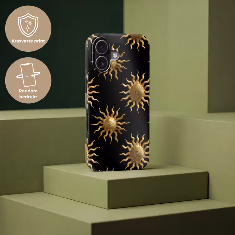 Zon - Patroon - Luxe - Goud - Zwart Toughcase MagSafe Apple iPhone 17 klein 1017 -USP_PrintM_NL