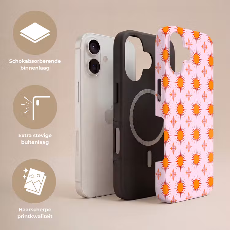 Zon - Patroon - Roze Toughcase MagSafe Apple iPhone 17 klein 1017 -USP_Lagen_NL