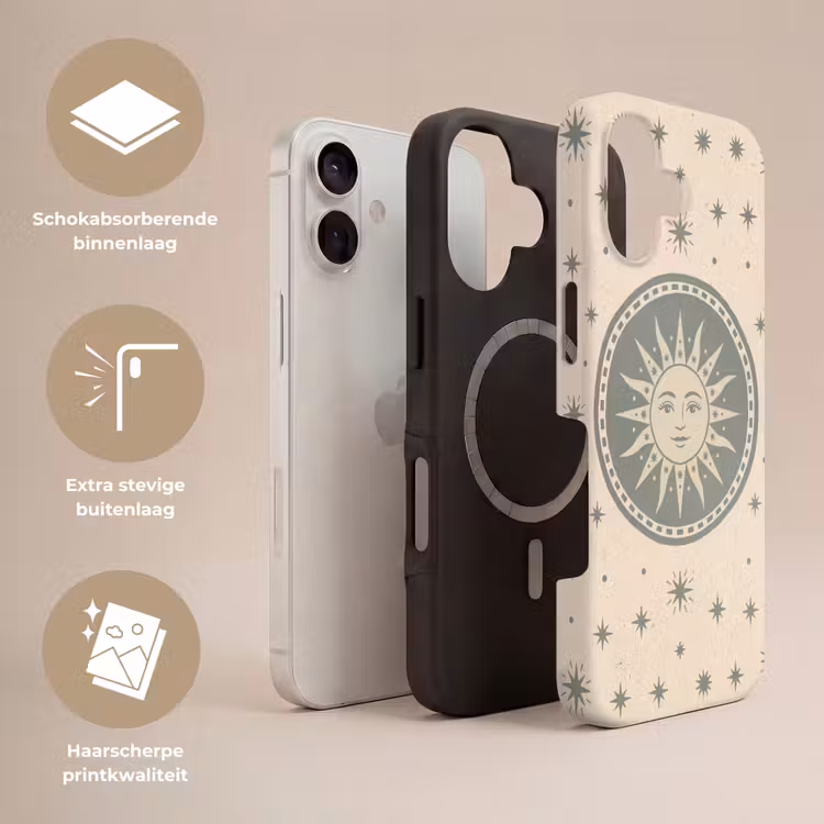 Zon - Sterren - Astrologie - Vintage - Groen Toughcase MagSafe Apple iPhone 17 klein -USP_Lagen_NL