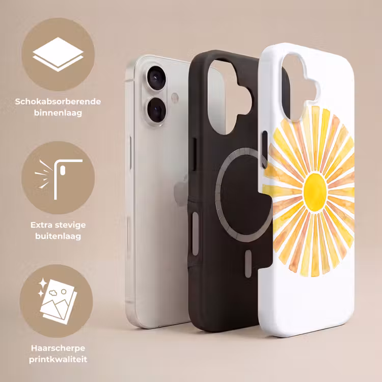 Zon - Stralen - Aquarel - Geel - Abstract Toughcase MagSafe Apple iPhone 17 klein -USP_Lagen_NL