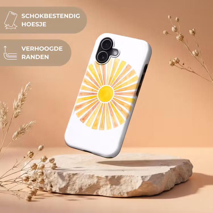 Zon - Stralen - Aquarel - Geel - Abstract Toughcase MagSafe Apple iPhone 17 klein -USP_RandenV_NL