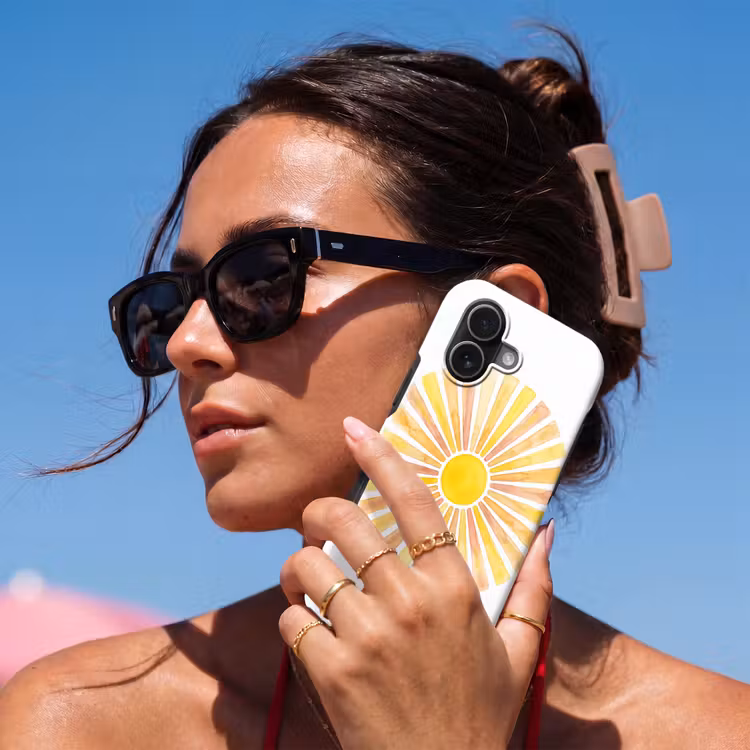 Zon - Stralen - Aquarel - Geel - Abstract Toughcase MagSafe Apple iPhone 17 klein -Sfeer2V