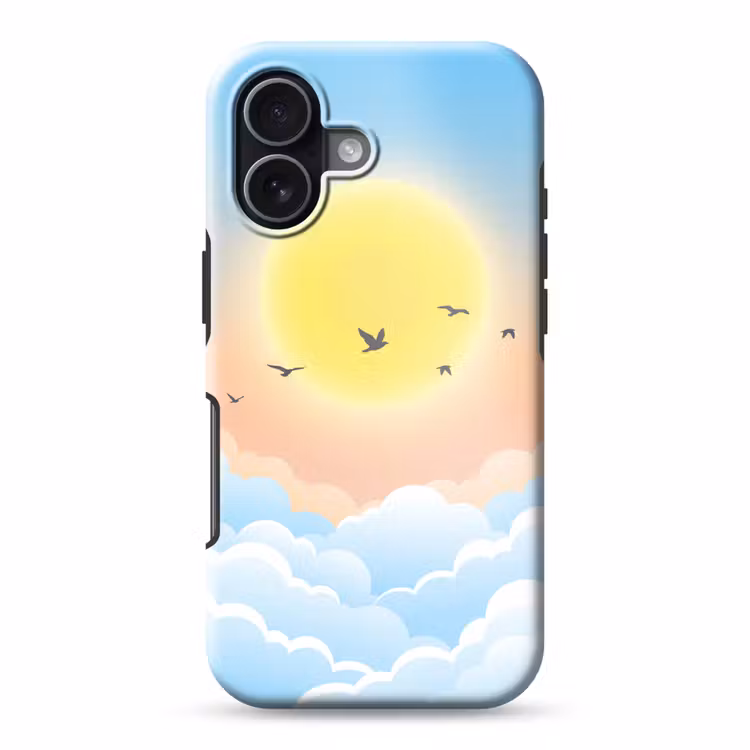 Zon - Vogels - Lucht - Natuur - Geel Toughcase MagSafe Apple iPhone 17 klein -3d