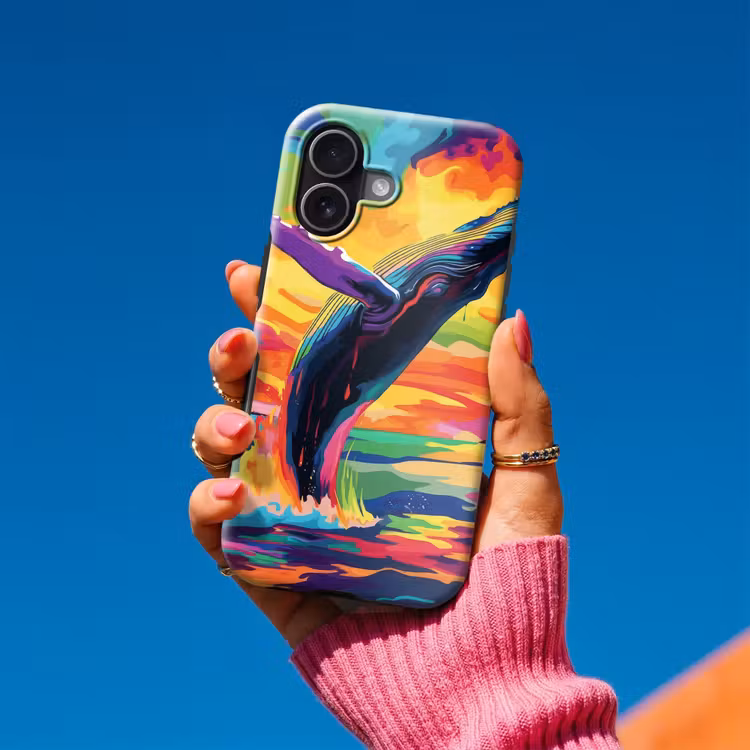 Zonsondergang - Walvis - Geschilderd - Kleurrijk Toughcase MagSafe Apple iPhone 17 klein -Sfeer1V