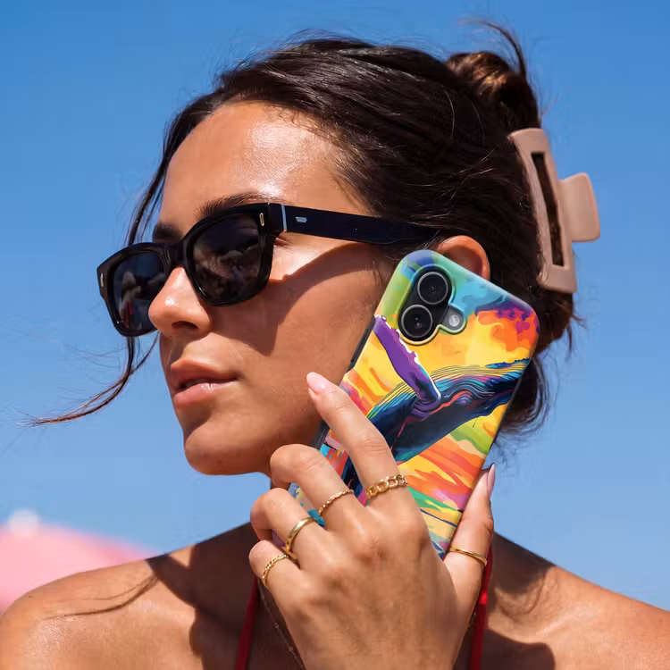 Zonsondergang - Walvis - Geschilderd - Kleurrijk Toughcase MagSafe Apple iPhone 17 klein -Sfeer2V