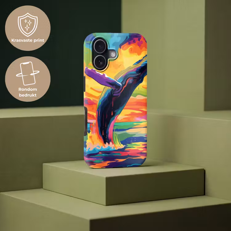 Zonsondergang - Walvis - Geschilderd - Kleurrijk Toughcase MagSafe Apple iPhone 17 klein -USP_PrintM_NL