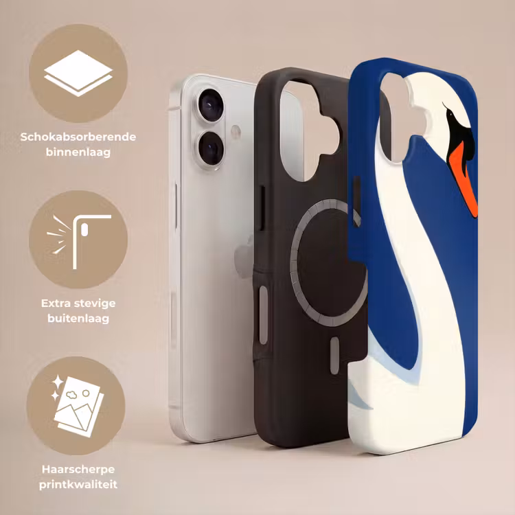Zwaan - Wit - Snavel - Illustratie Toughcase MagSafe Apple iPhone 17 klein -USP_Lagen_NL