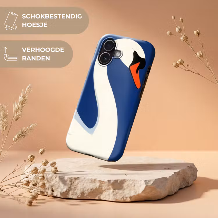 Zwaan - Wit - Snavel - Illustratie Toughcase MagSafe Apple iPhone 17 klein -USP_RandenV_NL