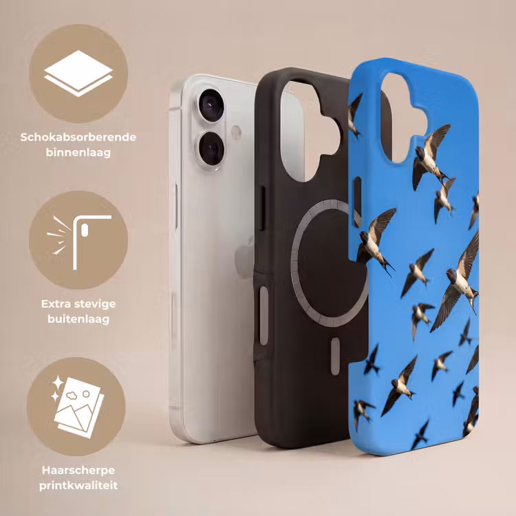Zwaluwen - Vliegen - Blauw Toughcase MagSafe Apple iPhone 17 klein -USP_Lagen_NL