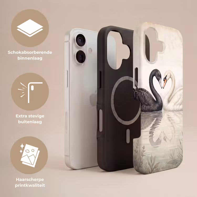 Zwanen - Hartvorm - Dieren Toughcase MagSafe Apple iPhone 17 klein -USP_Lagen_NL