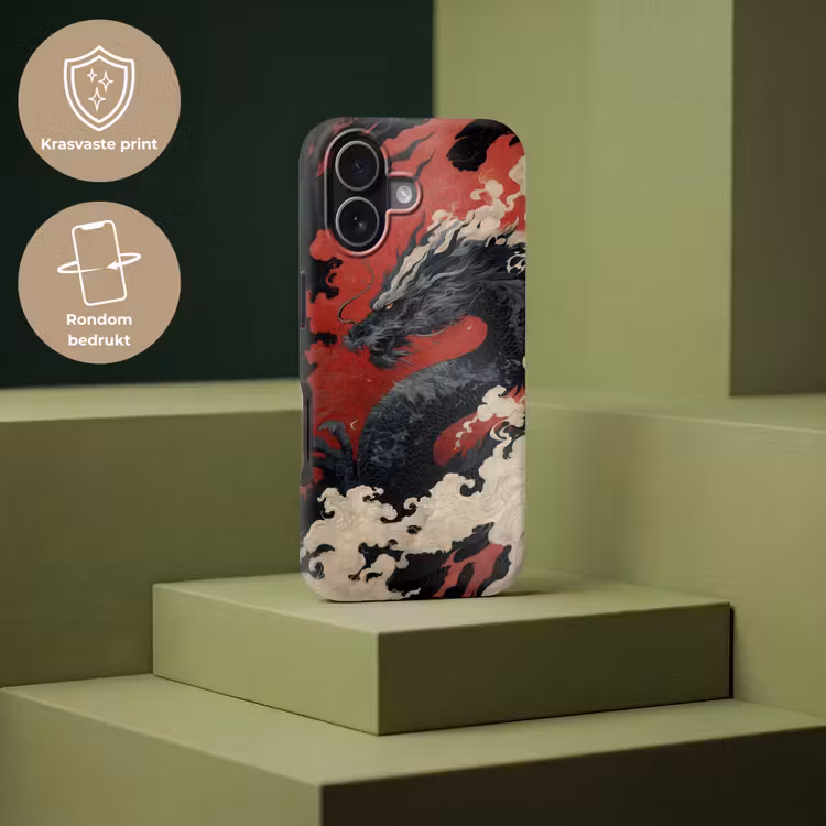 Zwarte draak - Rookwolken - Rood Toughcase MagSafe Apple iPhone 17 klein -USP_PrintM_NL