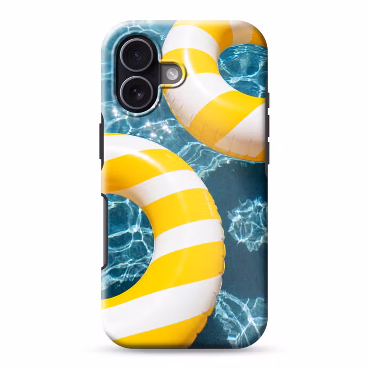 Zwembad - Zwembanden - Zomer - Geel - Blauw Toughcase MagSafe Apple iPhone 17 klein -3d