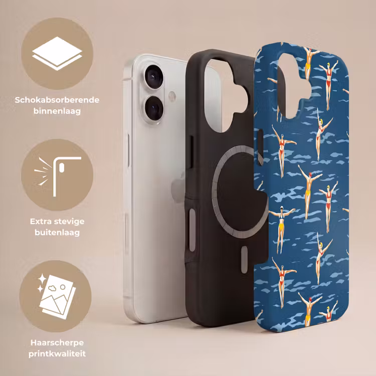 Zwemsters- Retro - Blauw Toughcase MagSafe Apple iPhone 17 klein 1017 -USP_Lagen_NL