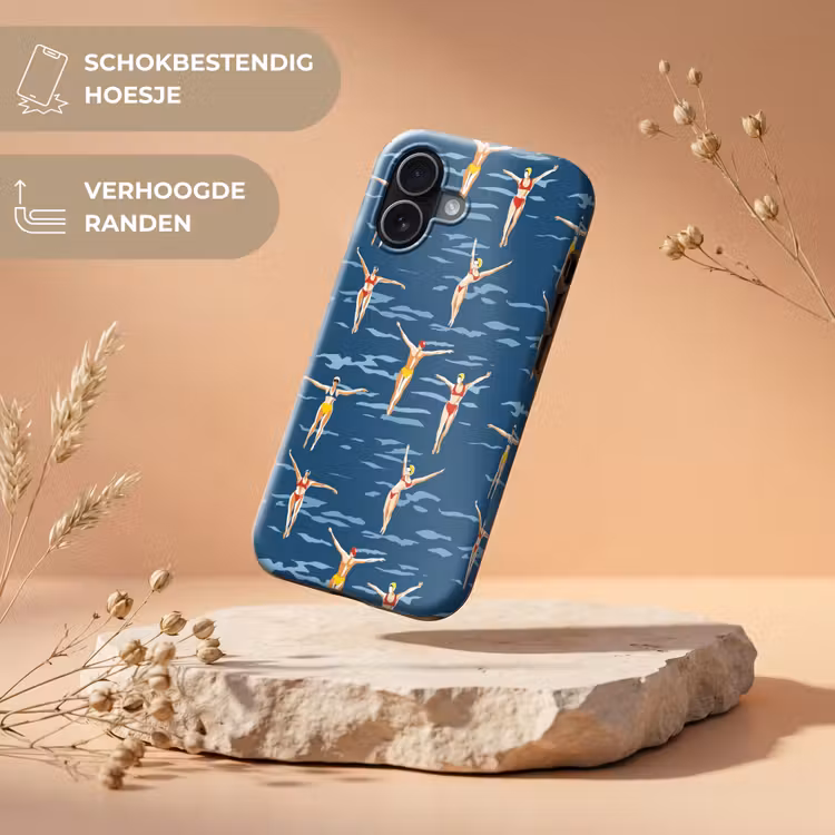 Zwemsters- Retro - Blauw Toughcase MagSafe Apple iPhone 17 klein 1017 -USP_RandenV_NL