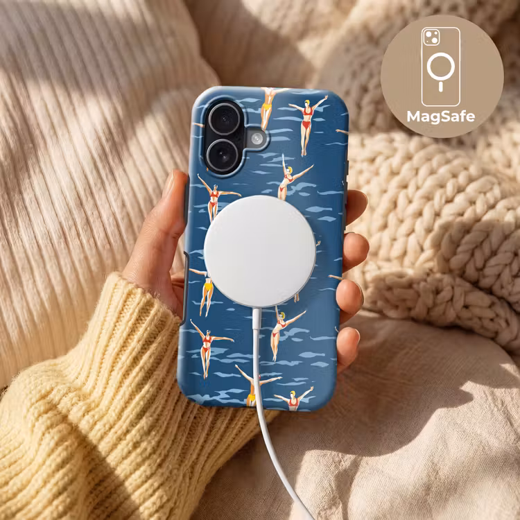 Zwemsters- Retro - Blauw Toughcase MagSafe Apple iPhone 17 klein 1017 -USP_MagsafeV