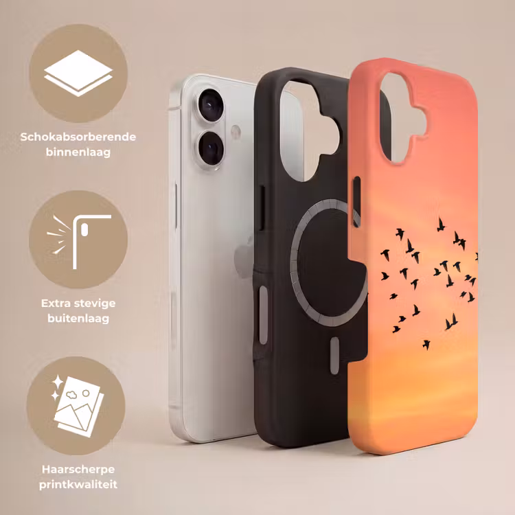 Zwerm - Vogels - Oranje Toughcase MagSafe Apple iPhone 17 klein -USP_Lagen_NL