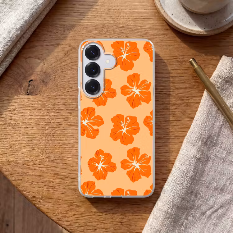 Tropisch - Hibiscus - Oranje Telefoonhoesje Samsung Galaxy S26 klein 975 -sfeer1