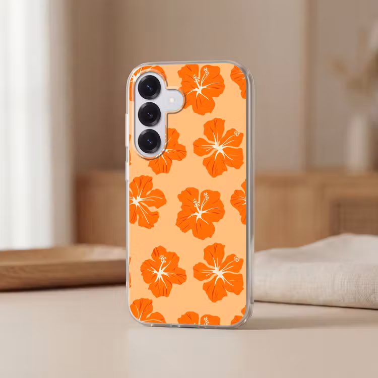 Tropisch - Hibiscus - Oranje Telefoonhoesje Samsung Galaxy S26 klein 975 -sfeer2