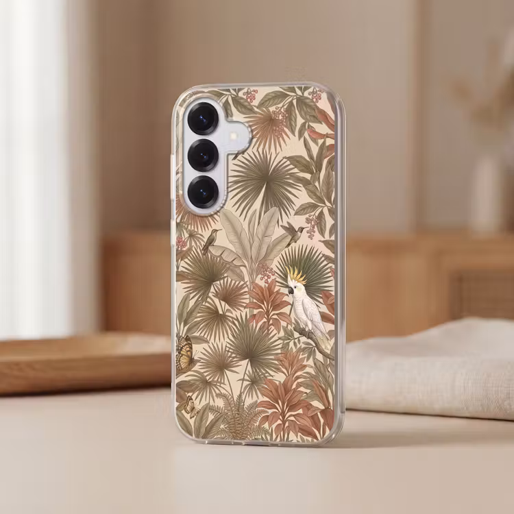 Tropisch - Vogels - Beige Telefoonhoesje Samsung Galaxy S26 klein -sfeer2