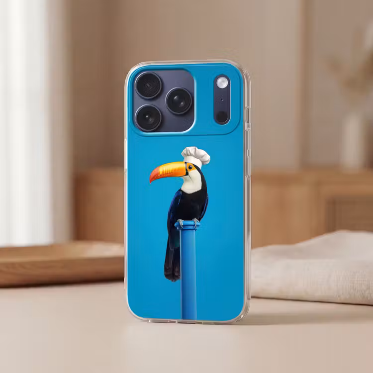 Tucan - Sokkel - Vogel - Koksmuts Telefoonhoesje iPhone 17 Pro klein -sfeer2