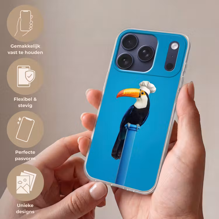 Tucan - Sokkel - Vogel - Koksmuts Telefoonhoesje iPhone 17 Pro klein -sfeer3_NL