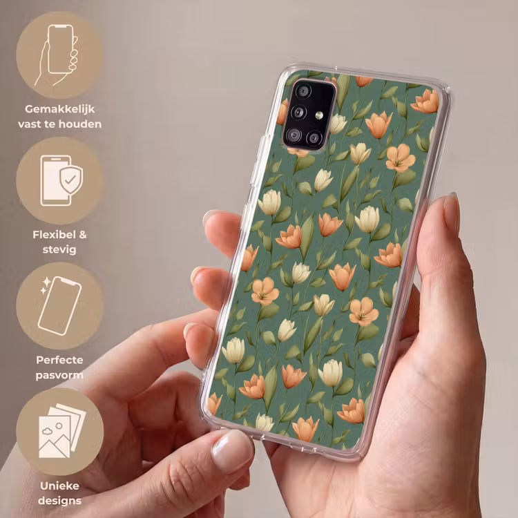 Tulpen - Botanisch - Groen Telefoonhoesje Samsung Galaxy A51 5G klein 373 -sfeer3_NL